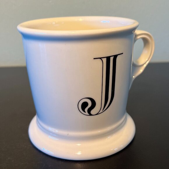 Anthropologie Letter J Monogram Initial Shaving Style Pedestal Base Mug Cup - Picture 9 of 12